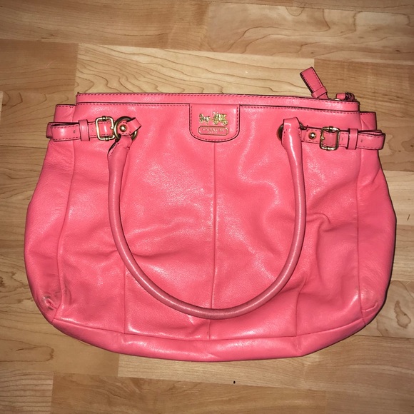Coach Handbags - Coral Pink Leather Coach Purse